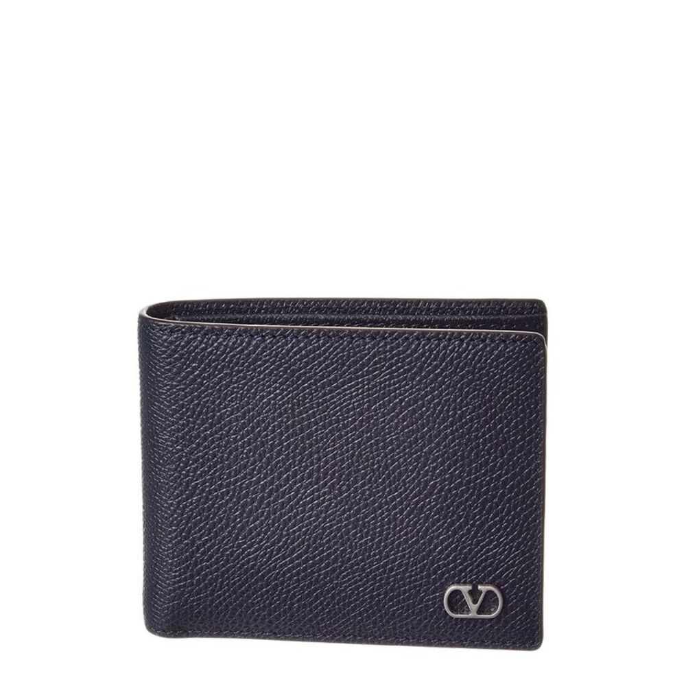 Valentino Vlogo Signature Leather Card Case, Blue